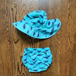 NWT Pottery Barn Whale Diaper Cover and Sun Hat